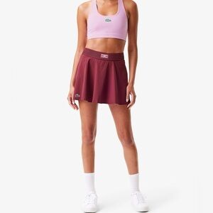 NWT LACOSTE x BANDIER Performance Tennis Skort Dark Red